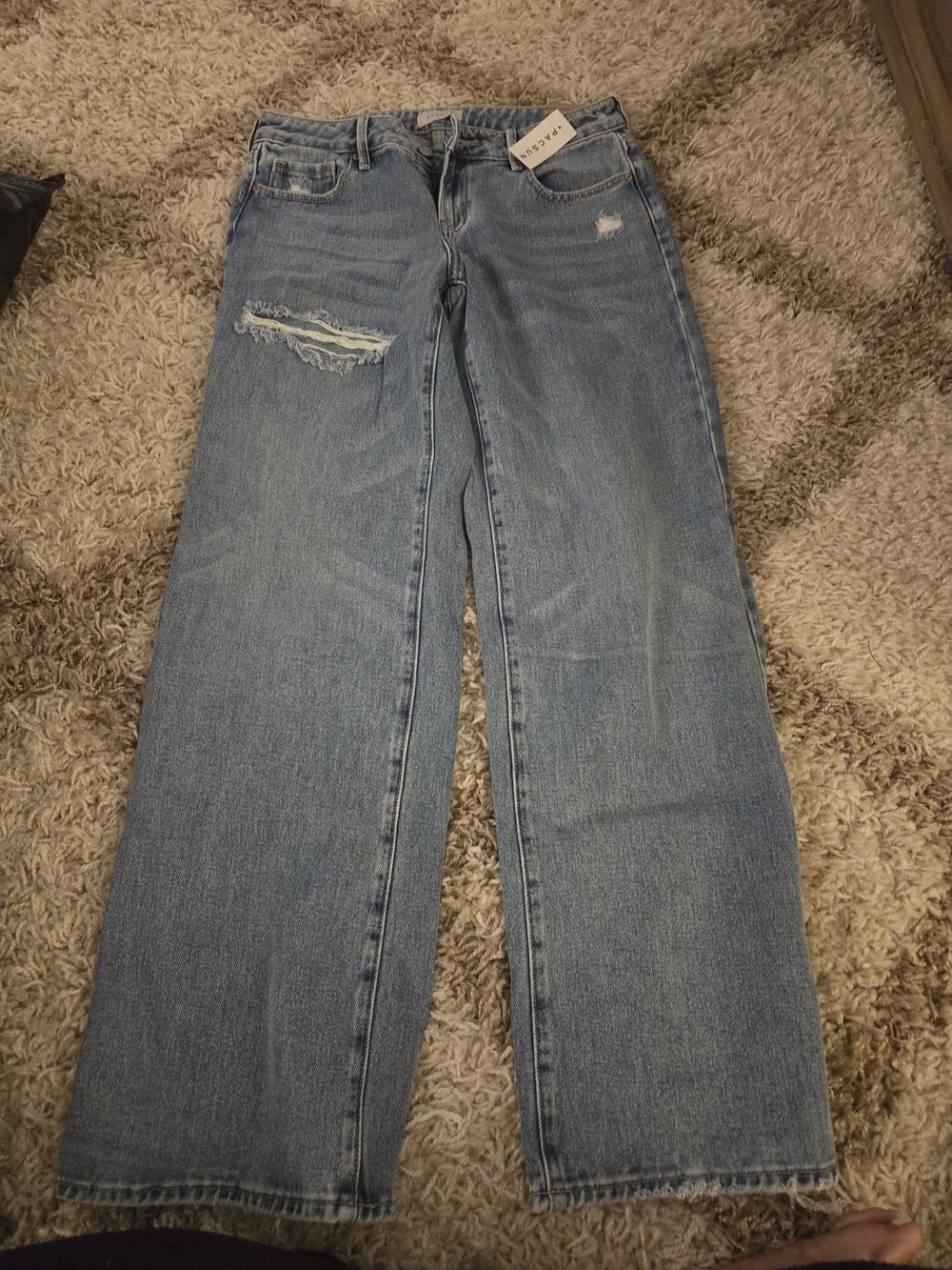 PacSun Light Blue Straight-Leg Distressed Jeans